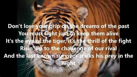 Aug 10, 2017 ... Can you name the Lyrics to Eye of the Tiger? Test your knowledge on this music quiz and compare your score to others. Quiz by kikyo1514.